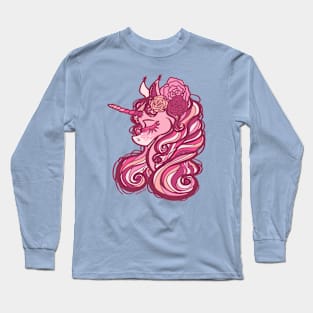 Pink Rose Unicorn Long Sleeve T-Shirt